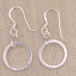 Pair of silver hoop dangle earrings