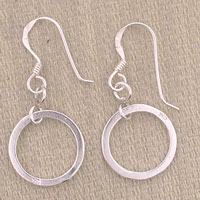 Pair of silver hoop dangle earrings
