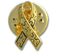 Gold autism awareness puzzle ribbon lapel pin