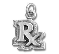 Silver Rx prescription charm pendant