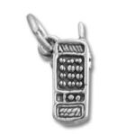 small silver vintage cell phone charm pendant