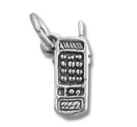 small silver vintage cell phone charm pendant