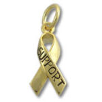 Gold support awareness ribbon pendant