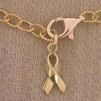 Gold awareness ribbon pendant necklace