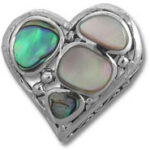 Silver heart pendant with abalone inlays