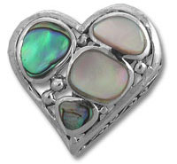 Silver heart pendant with abalone inlays