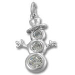 Silver snowman pendant with three clear stones