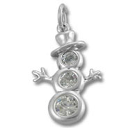 Silver snowman pendant with three clear stones