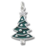 Green enamel Christmas tree pendant charm