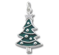 Green enamel Christmas tree pendant charm