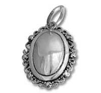 Ornate vintage silver oval locket pendant