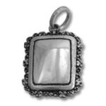 Rectangular gemstone pendant with ornate textured border