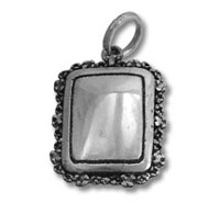 Rectangular gemstone pendant with ornate textured border