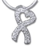 Sparkling diamond ribbon heart pendant