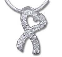 Sparkling diamond ribbon heart pendant