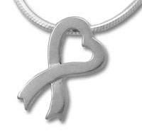 Silver ribbon heart awareness pendant necklace Silver ribbon heart awareness pendant necklace