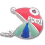 Colorful crescent pendant charm with rhinestones