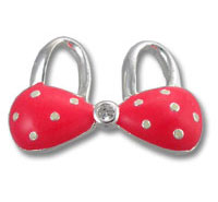 Red polka-dot bow jewelry with central gem