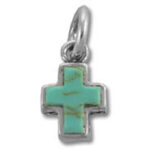 Turquoise cross charm with silver loop