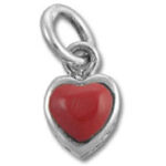 Silver charm pendant with red heart