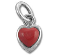 Silver charm pendant with red heart
