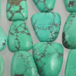 Polished turquoise cabochons with black matrix