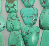 Polished turquoise cabochons with black matrix