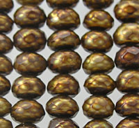 Metallic brown freshwater pearl beads in rows