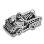 Small silver fire truck charm