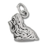 Small silver sitting dog charm pendant