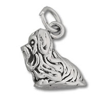 Small silver sitting dog charm pendant
