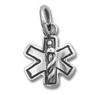 Silver Star of Life medical pendant charm