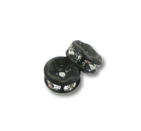 Black rhinestone rondelle spacer beads