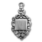 Ornate vintage silver pendant with square centerpiece