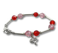 Beaded silver bracelet with butterfly charm