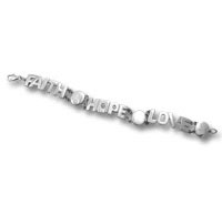 Silver Faith Hope Love charm bracelet