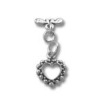 Silver beaded heart charm with bow clasp