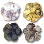 Four flower-shaped decorative buttons