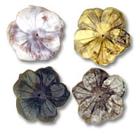 Four flower-shaped decorative buttons