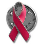 Pink breast cancer awareness ribbon pin