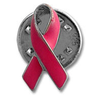 Pink breast cancer awareness ribbon pin