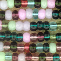 Close-up of multicolored glass seed beads