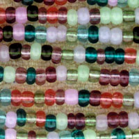 Close-up of multicolored glass seed beads