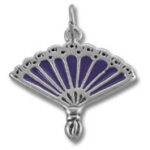 Silver and purple fan-shaped pendant charm