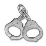 Small silver handcuffs charm pendant