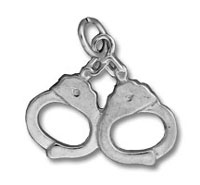 Small silver handcuffs charm pendant