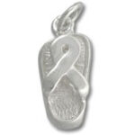Silver sandal charm with awareness ribbon