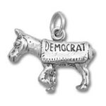 Silver donkey charm engraved "DEMOCRAT