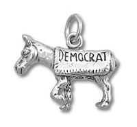 Silver donkey charm engraved "DEMOCRAT