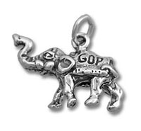 Silver GOP elephant charm pendant
